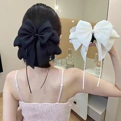 Fashion Temperament Bow Hairpin For Women Girls Bowknot Ribbon Ponytail Hair Claw Sweet Shark Clip Hair Accessories