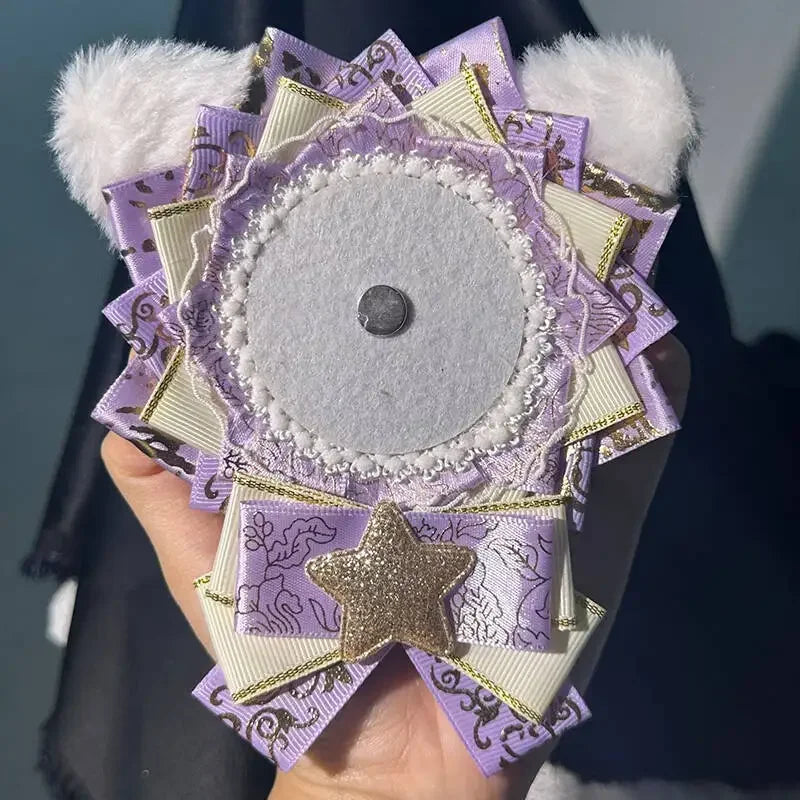 Cute Lolita Badge Base Tray with Cat Ear Handmade Badge Holders for Itabag Ornament Deco detail view