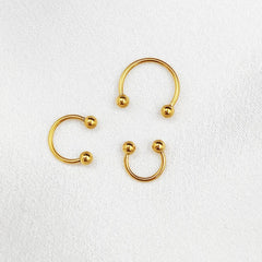 6PCS/Set Metal Horseshoe Fake Nose Ring C Clip BCR Septum Lip Stainless Steel Piercing close-up view