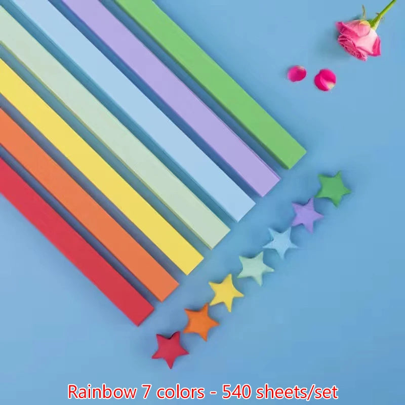 540 Sheets Origami Star Paper Strips | Colorful Lucky Star Folding Paper for DIY Craf alternate view