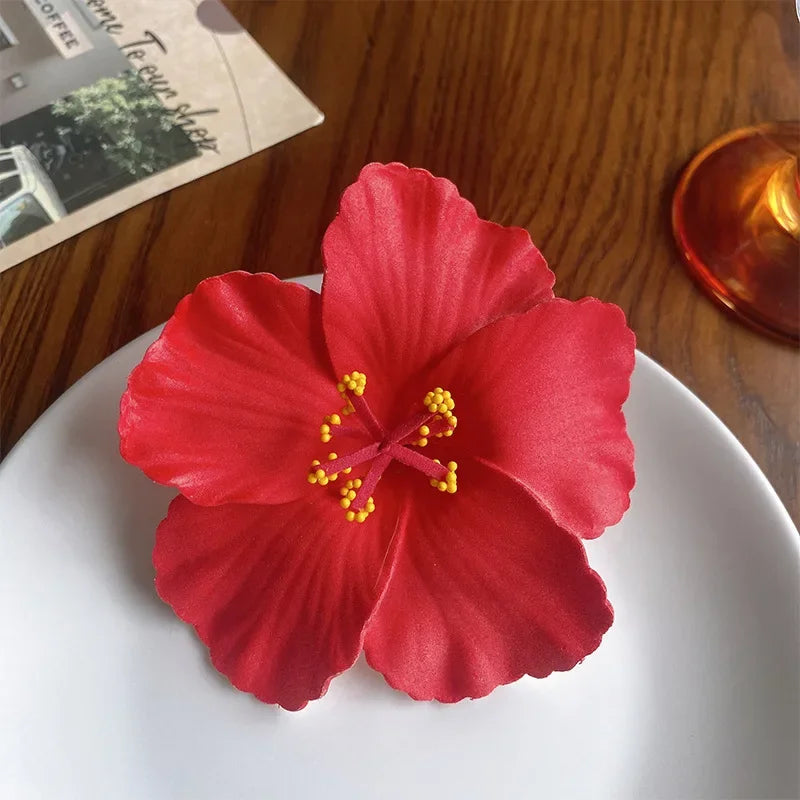 Egg Flower Hibiscus Hawaiian Headdress Dried Flower Hairpin Bangs Clip Duckbill Hair Clips Hair Accessories
