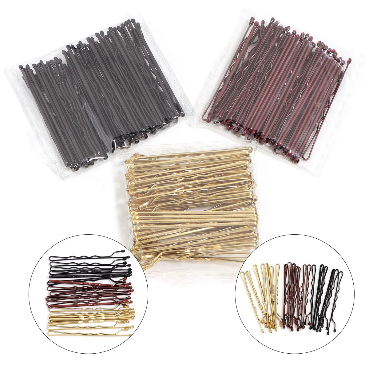 50pcs/lot 5cm U Shaped Metal Hairpins Waved Hair Clips Black Simple Bobby Pins Barret lifestyle view