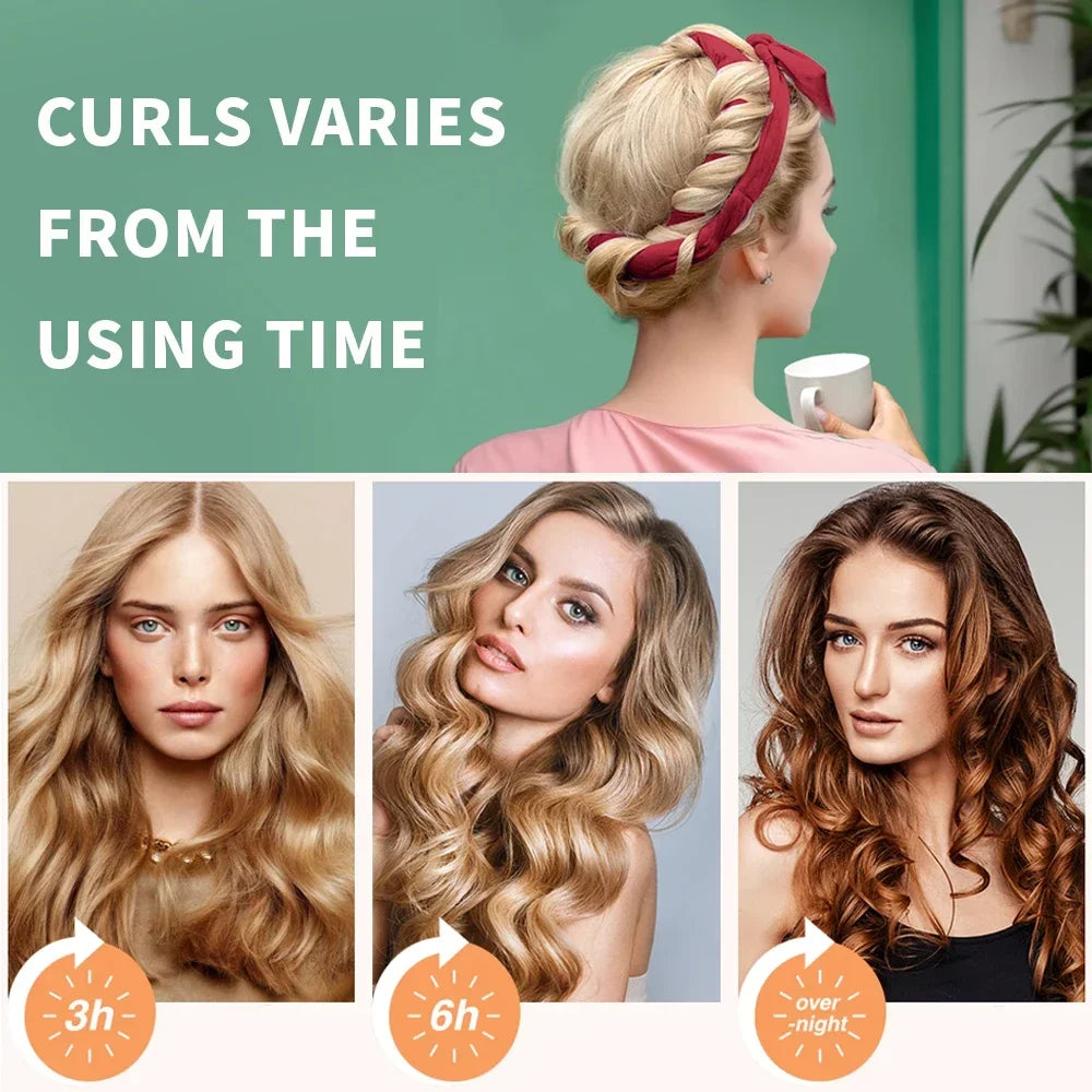 Heatless Curling Rod Headband | No Heat Hair Curler for Soft Sleeping Curls lifestyle view