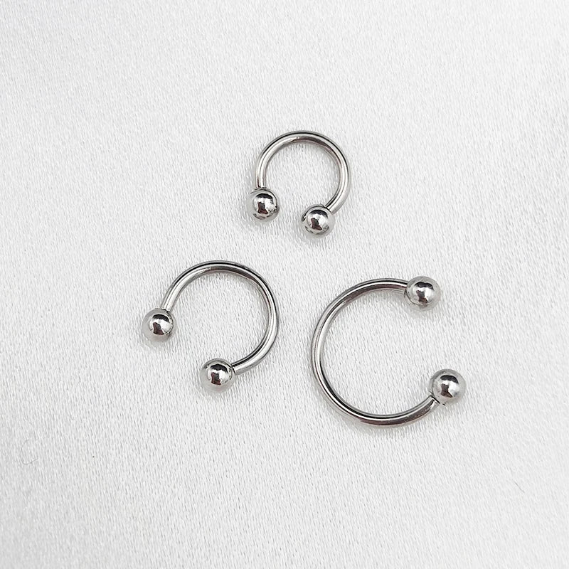 6PCS/Set Metal Horseshoe Fake Nose Ring C Clip BCR Septum Lip Stainless Steel Piercing F detail view