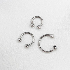 6PCS/Set Metal Horseshoe Fake Nose Ring C Clip BCR Septum Lip Stainless Steel Piercing F detail view
