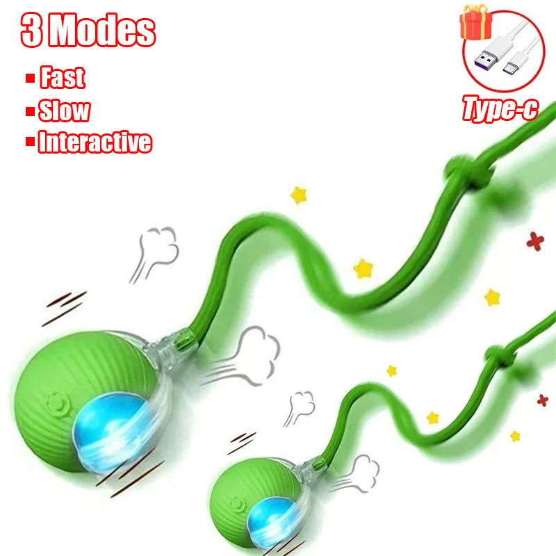 New Cat Interactive Ball Toy Automatic Rolling Ball Faux Tail Rechargeable Smart Pet alternate view