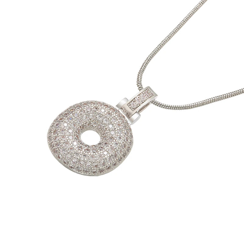 Silver Bubble Initial Letter Necklace | Customizable 26 Letters Pendant Jewelry for W alternate view