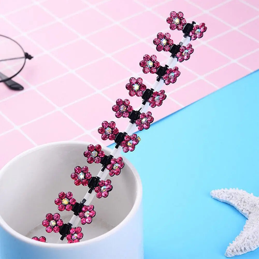 12Pcs Fashion Small Cute Crystal Flowers Metal Mini Hair Claws Hair Clips Girls Hairstyl detail view