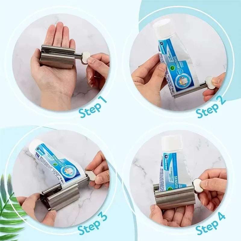 Stainless Steel Wringer Roller Rotate Dispenser for Ointments Cosmetics Bathroom lifestyle view