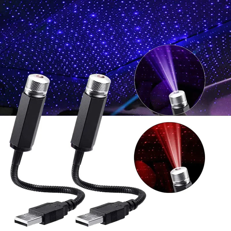 LED Car Roof Star Night Light Projector | USB Galaxy Atmosphere Lamp
