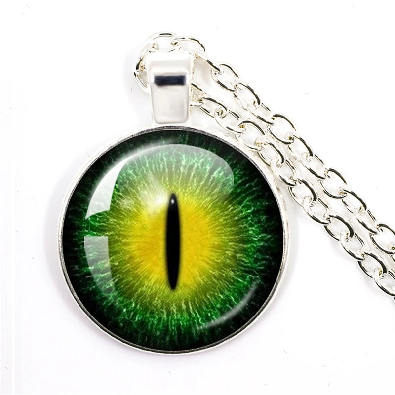Fashion Evil Eye Pendant Necklace | Trendy Glass Cabochon Jewelry Gift close-up view