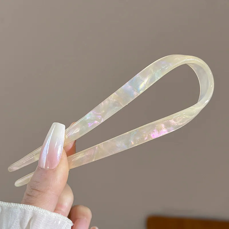 Retro U-shaped Acetate Hairclip for Women Elegant Temperament Ponytail Hairpin Fashio alternate view