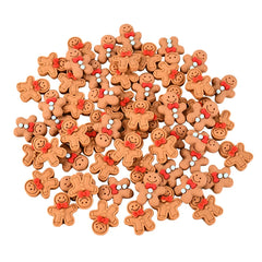 Christmas Gingerbread Man Resin Flatback Cabochon Figurine Set