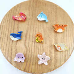 Small Delicate Cute Lovely Acetate Hair Clips Cartoon Whale Seahorse Crab Starfish Hairp detail view