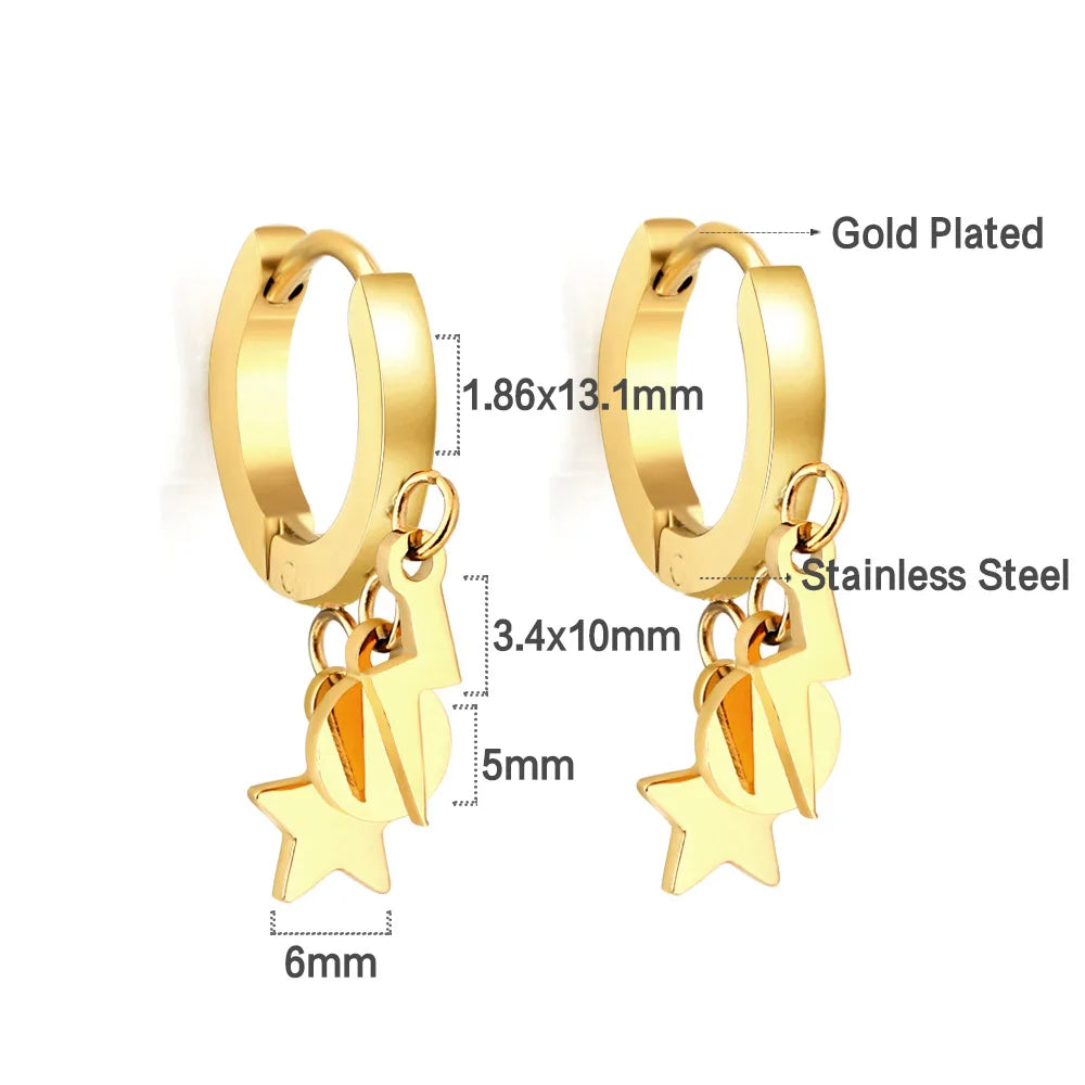 LUXUSTEEL Trendy Cross Women's Stainless Steel Hoop Earrings Colorful Metal Stud Drop Earrings Fashionable Jewelry Gift