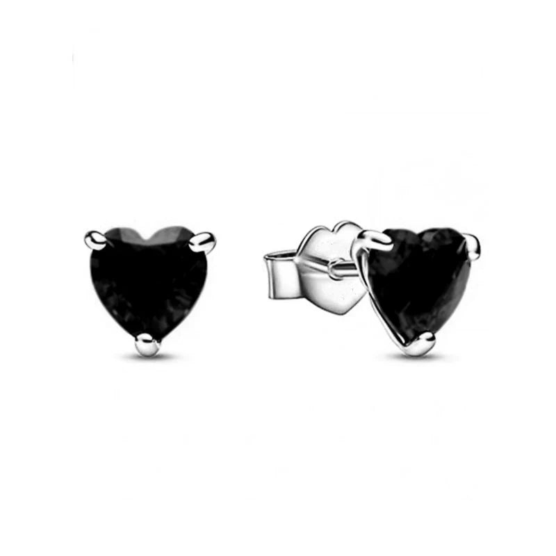 Hot selling 925 silver heart-shaped, pink,red, multi-color crystal sparkling luxury ea close-up view