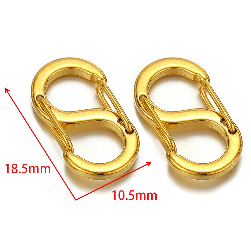 5Pcs Stainless Steel Chic Letter S Buckle 18k Gold Spring Lobster Clasps Necklace Hooks Bracelets Connectors DIY Jewelry Making