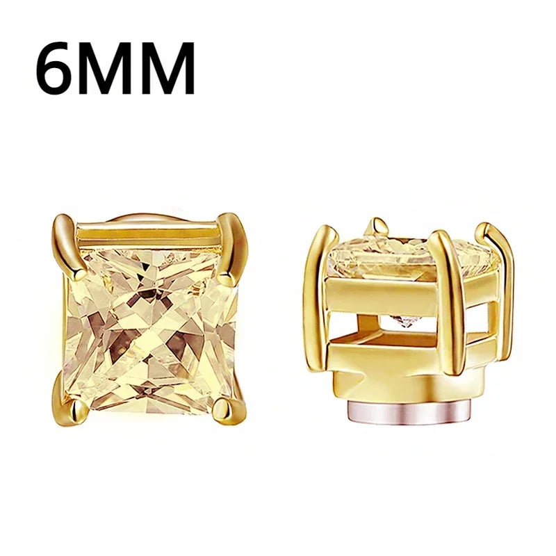 1Pairs Crystal Strong Magnetic Ear Stud Clip Earrings for Men and Women Punk Round Zi alternate view