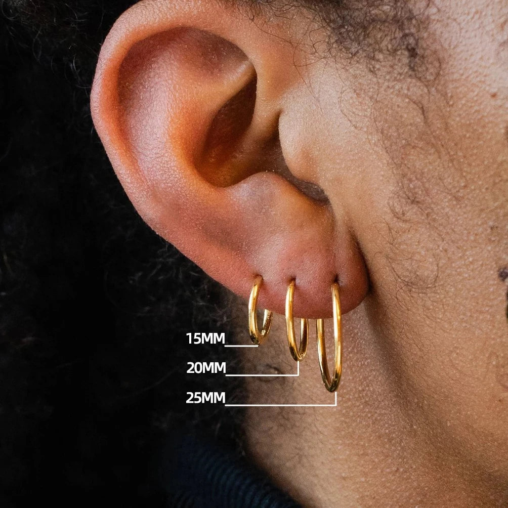 Gold Hoop Earrings for Women | Stainless Steel Round Huggies