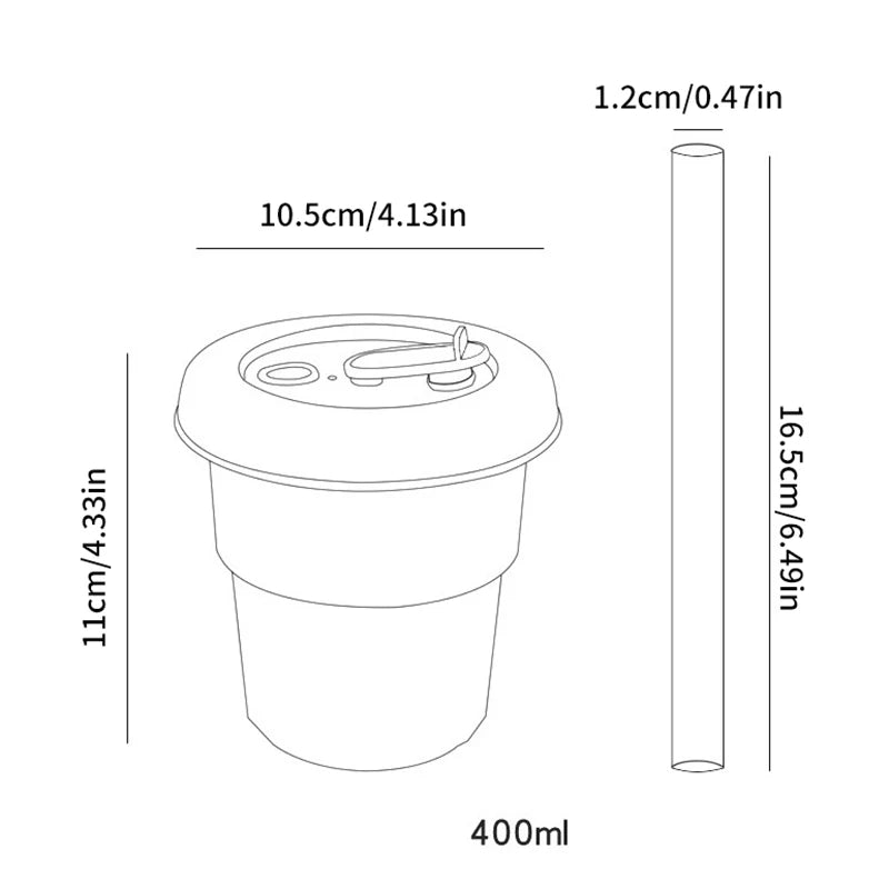 400ml Coffee Mug With Lid Straw Silicone Cold Juice Milk Tea Mug Leak-Proof Drinkin additional angle