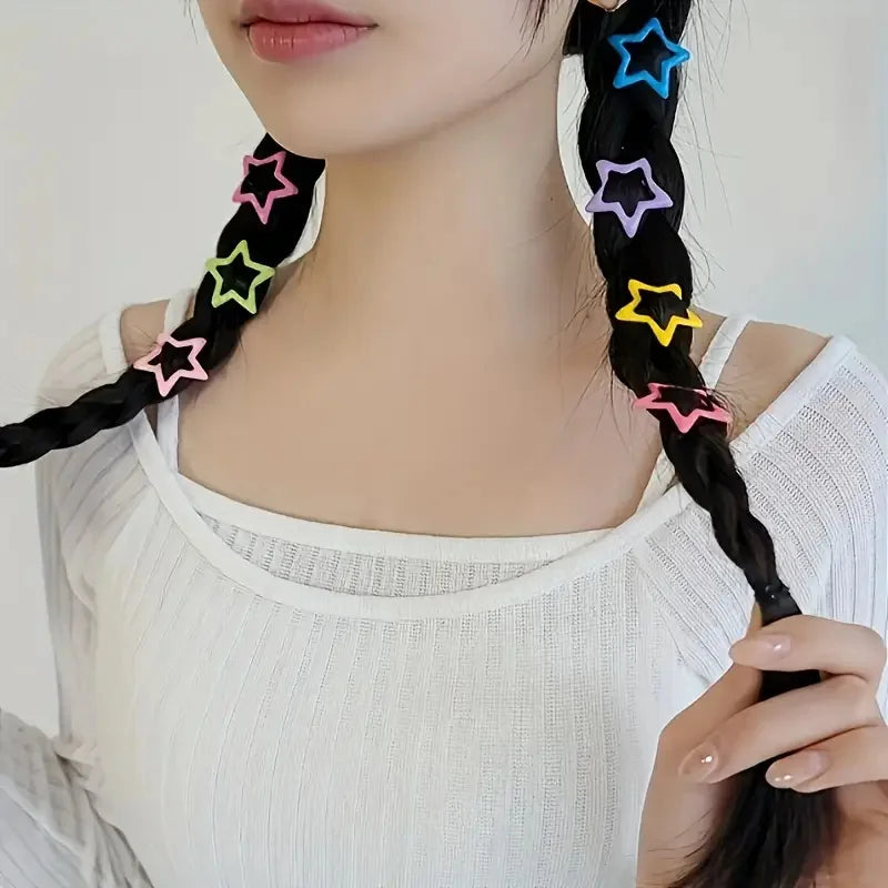 20/50Pcs Star-Shaped Alloy Hair Clips Elegant Retro Style Lightweight Hollow-Out Desi lifestyle view