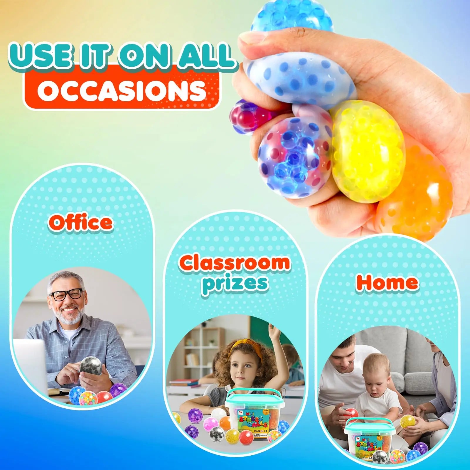 5 to 80 Pack Squishy Stress Balls | Bulk Fidget Toys for Anxiety Relief lifestyle view