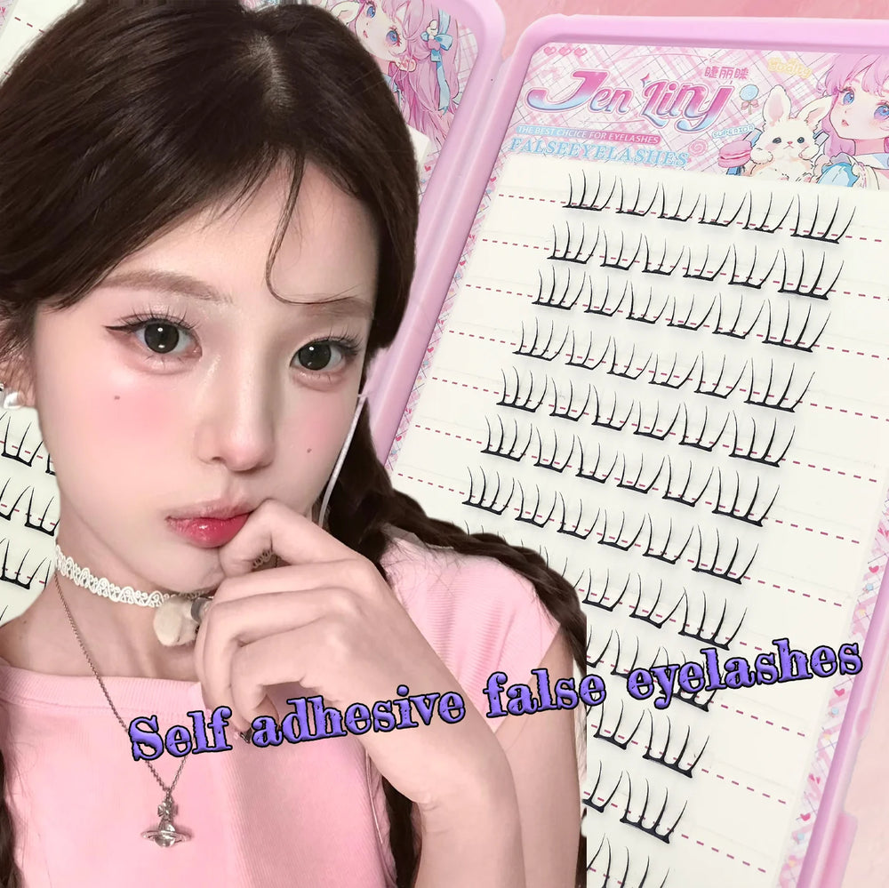Self Adhesive False Eyelashes No Glue Needed | K-pop 2.0 Style Natural Long Cluster La close-up view
