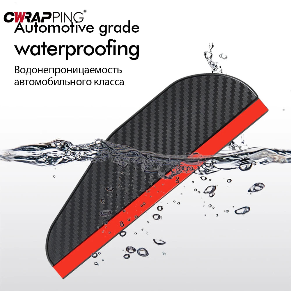 Rearview Mirror Rain Eyebrow 2PCS Carbon Fiber Soft PVC detail view