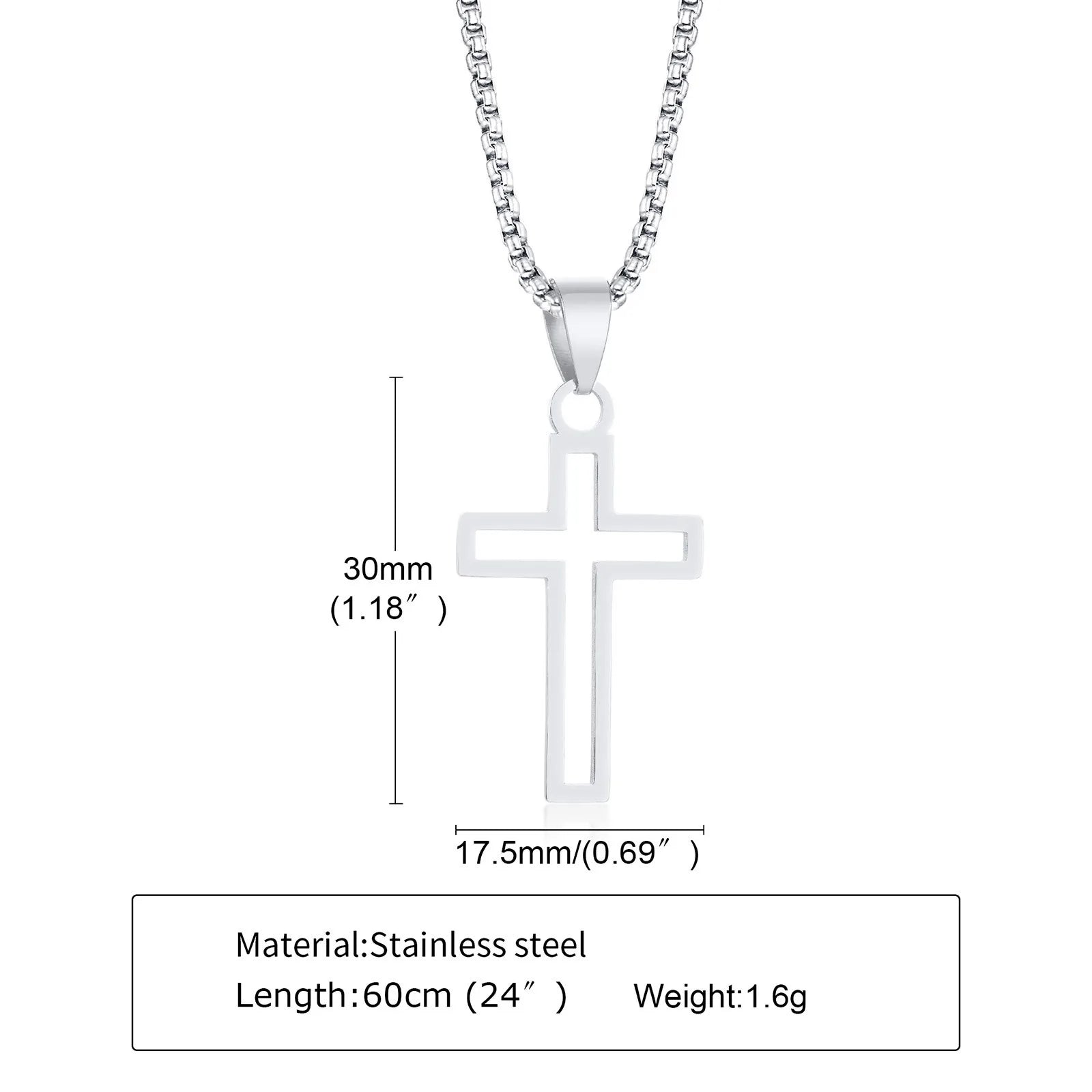 Plain Cross Necklace for Men and Boys | Stainless Steel Silver Tone Religious Jewelry lifestyle view
