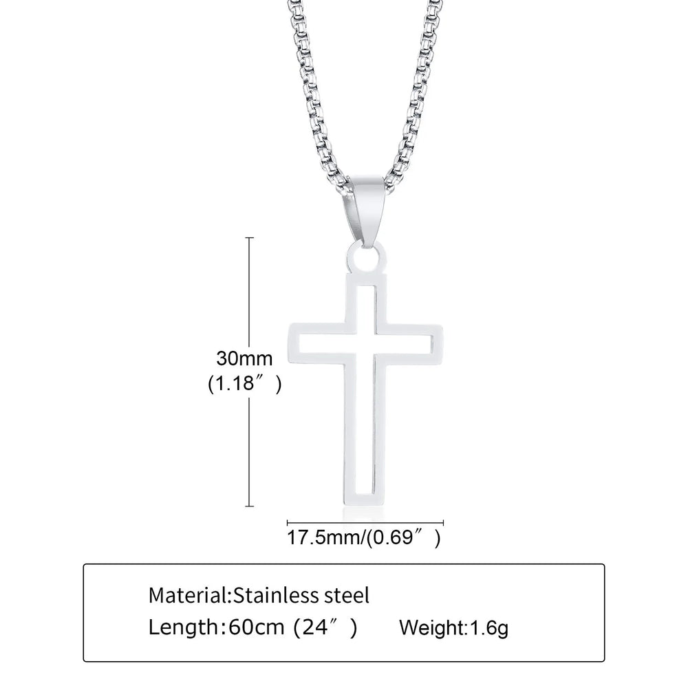 Plain Cross Necklace for Men and Boys | Stainless Steel Silver Tone Religious Jewelry lifestyle view