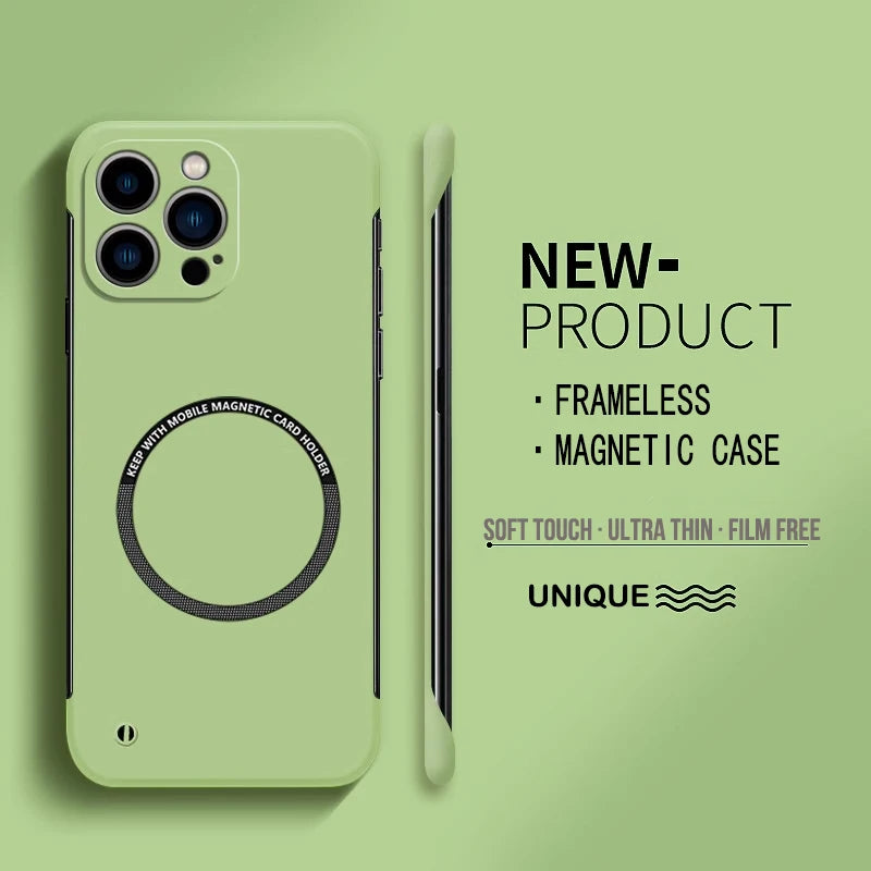 【Iron Plate Glue on Surfce 】Ultra Thin Hard Magnetic Frameless Phone Case For iPhone 1 close-up view