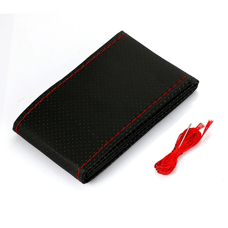 Steering Wheel Cover Faux Leather 38cm DIY Stitching detail view