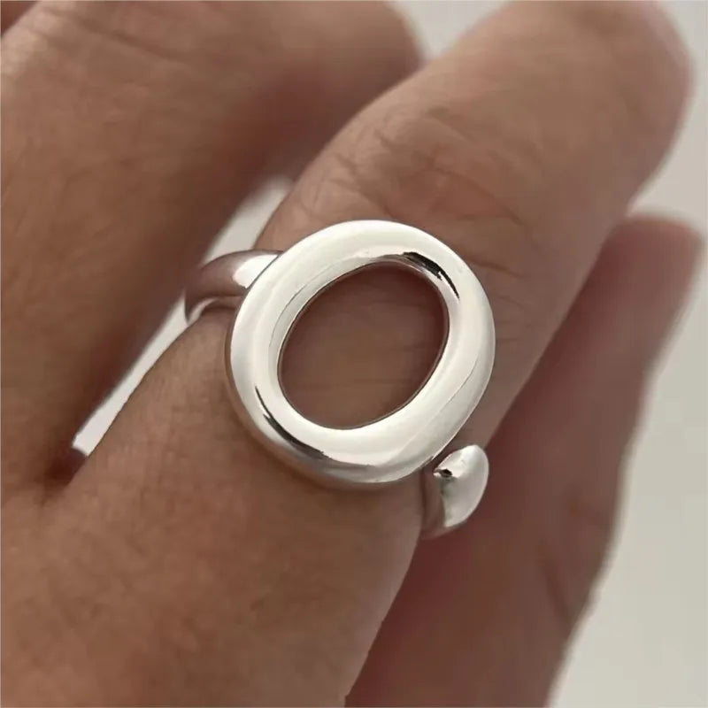PANJBJ 925 Sterling Silve Multilayer Irregular Geometric Ring for Women Simple Charm alternate view