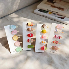 ✰✪10Pcs Hair Accessory Cute Mini Ice Cream Transparent Funny Hair Clip For Women Bangs And Hair Tidying Duckbill Clip