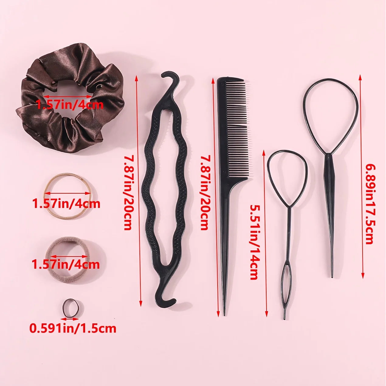 Women Dark Hair Set Elastic Seamless Ponytail Scrunchies Small Rubber Bands Hair Ties lifestyle view