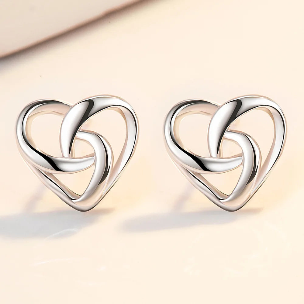 925 Sterling Silver Love Heart Stud Earrings For Women Luxury Designer Jewelry Best S alternate view