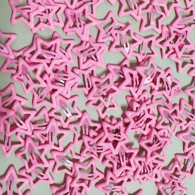 KYDZSW 10Pcs Children Cute Colors Geometric Stars Ornament Hair Clips Girls Lovely Swe close-up view
