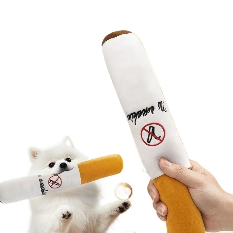 Cigar Big Smoke Plush Squeak Dog Chew Toy Interactive Molar Bite Resistant Fake Cig additional angle