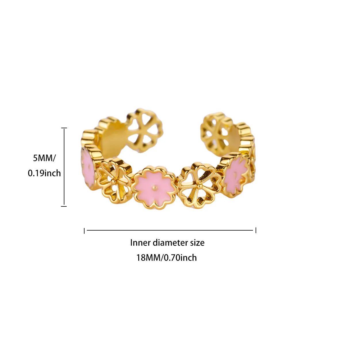 Stainless Steel Cross Flower Heart Ring 18K Gold-plated Anti Fading Rings Women Wedding Golden Jewelry Vacation Accessories Gift
