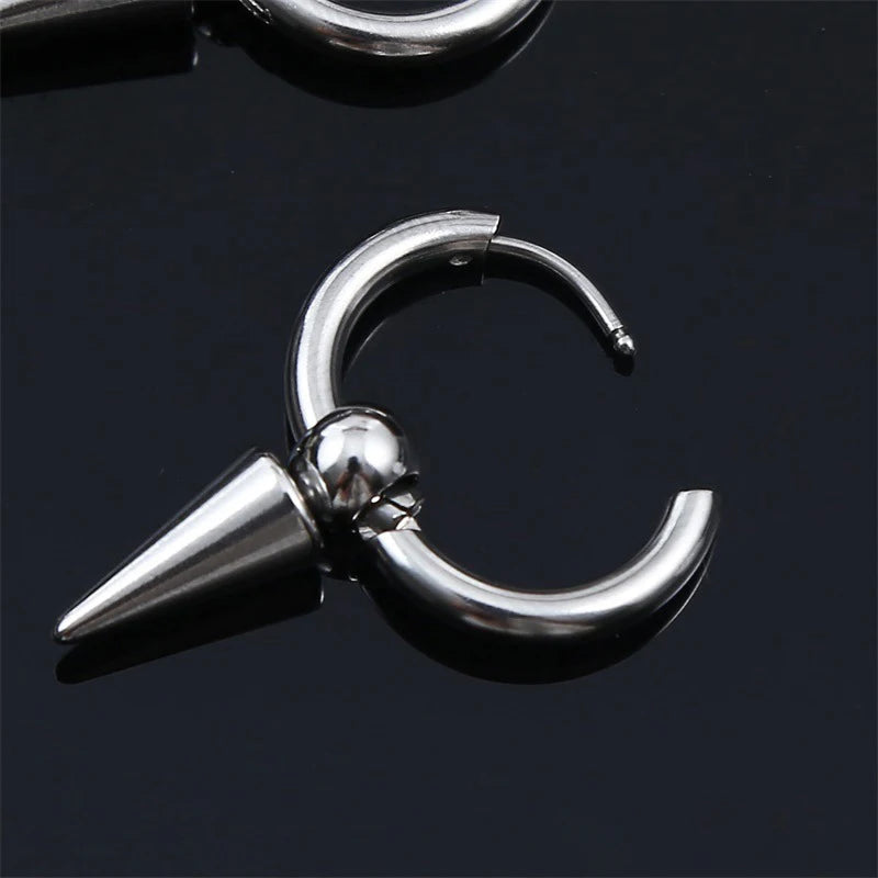 1 Pairs Fashion Punk Gothic Stainless Steel Drop Earrings Studs for Women Men Gothi additional angle