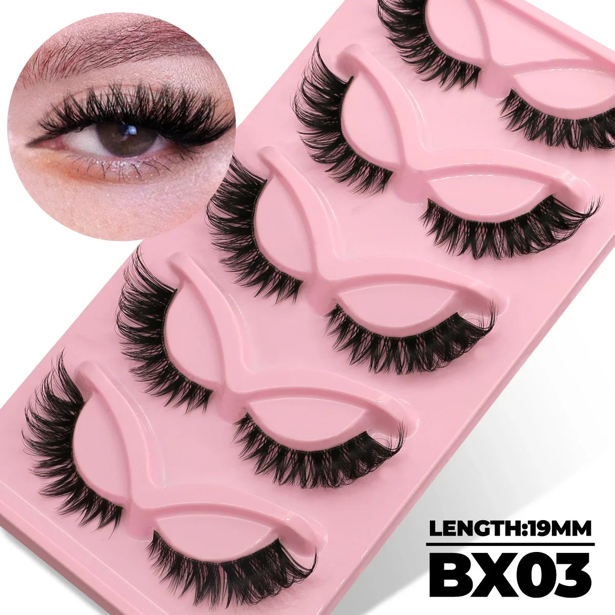 Faux Mink Eyelashes Clear Band Lashes Natural Look Wispy False Lashes Makeup alternate view