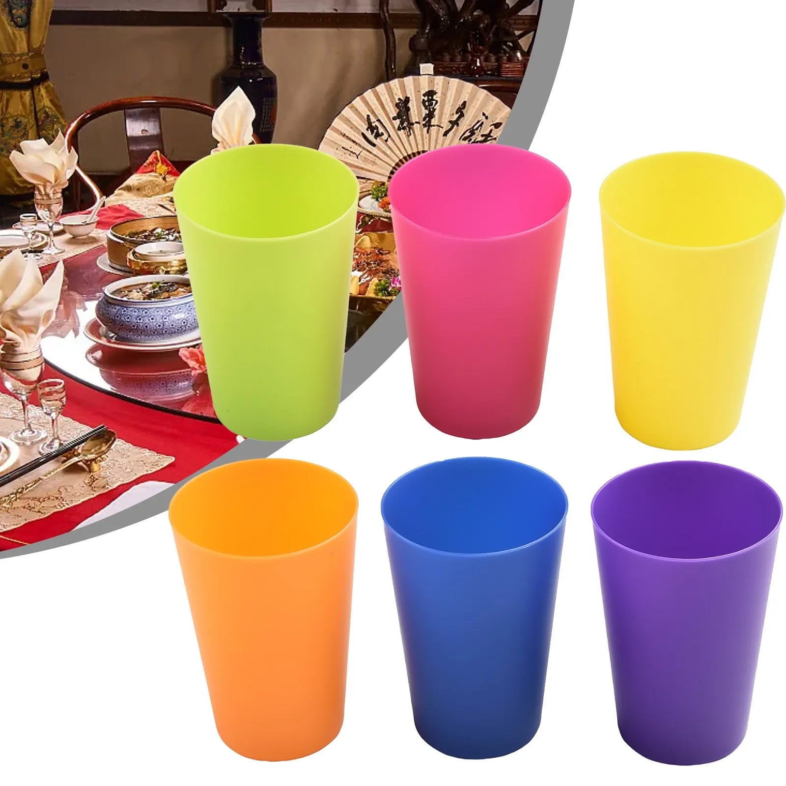 Drinking Container Colourful Cups 6*6*8.7cm For Juice Coffee For Microwave Kitchen Mul close-up view