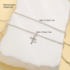 2pcs Shiny Cross Pendant Anklet Set for Women Vintage Simple Zircon Double Layer Beach A detail view