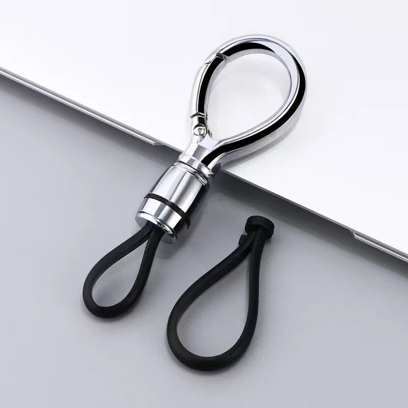 Men High-End Metal Keychain Simple Car Key Chain with Waist Hook Anti-Lo Leather Rope lifestyle view
