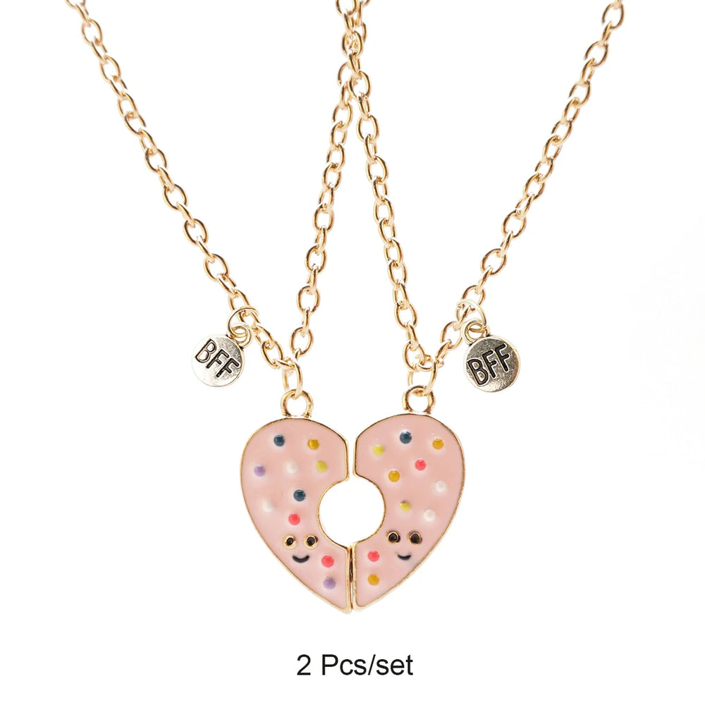 Broken Heart Best Friends Pendant Set | Magnetic Adjustable Lover Necklace for Women alternate view