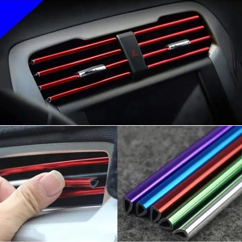 10 Pcs Car Air Vent Grille Decoration Trim Sticker U Style Air Conditioner Outlet Decoration Strip C