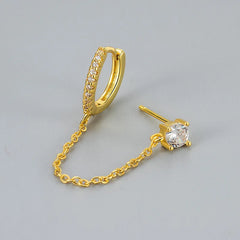 4PC Chain Huggie Earring Set | Flower Tragus Hoop Earrings for Women alternate view
