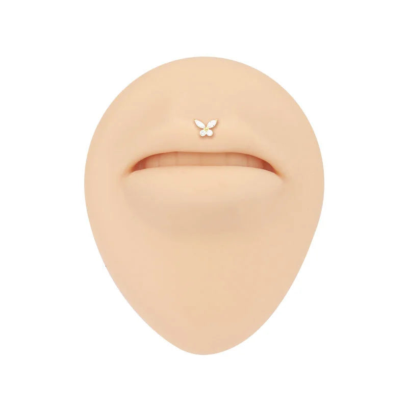 EVISPOL G23 Titanium Hypoallergenic Butterfly Lip Rings for Women Dainty CZ Inner Thr alternate view