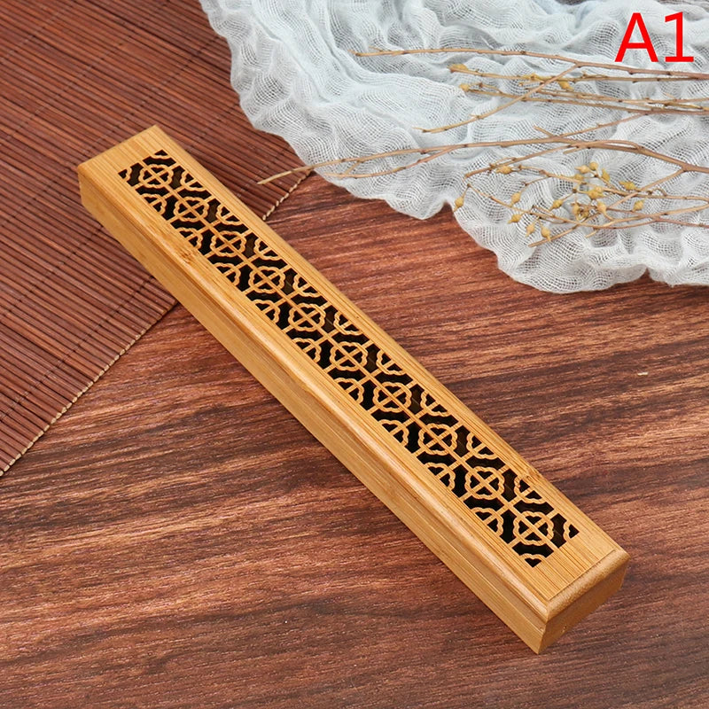 Natural Bamboo Incense Burner Holder with Storage Box | Aromatherapy Incense Tool additional angle