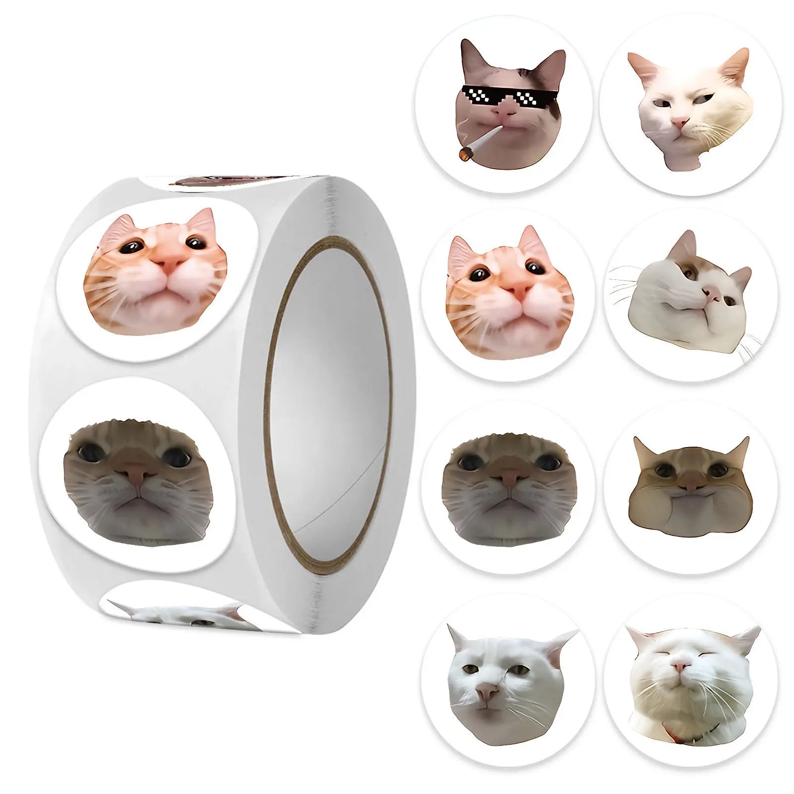 Funny Cat Meme Stickers for Kids | 100 or 500 Pack Teacher Reward Stickers alternate view